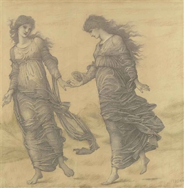 COURTESIE AND FRAUNCHISE (COURTESY AND FRANKNESS) IN THE GARDEN OF IDLENESS by Edward Burne-Jones